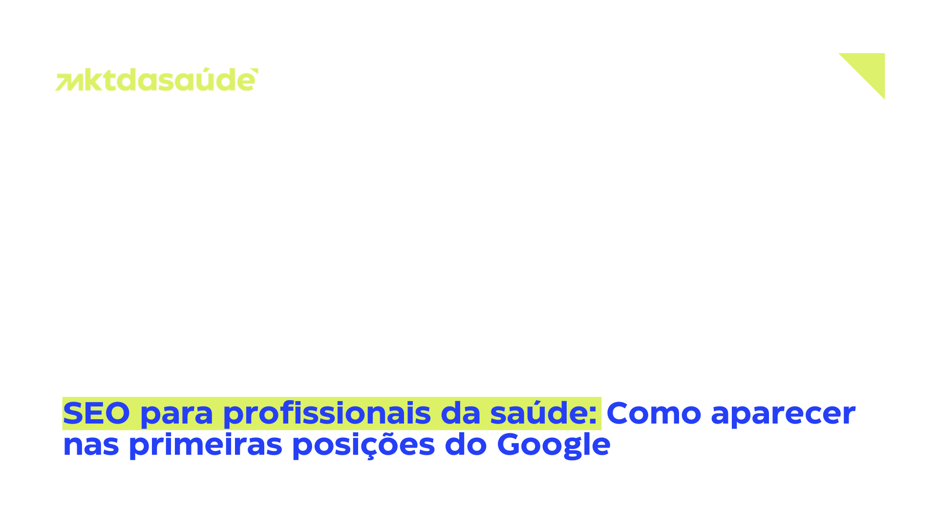 SEO para profissionais da saúde